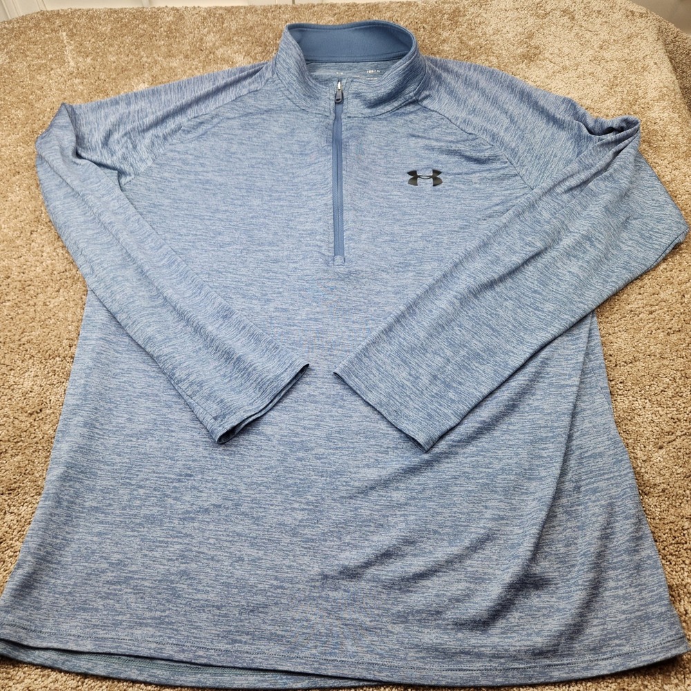 Under Armour HeatGear Womens XL Blue Space Dye Quarter Zip Pullover Loose Fit
